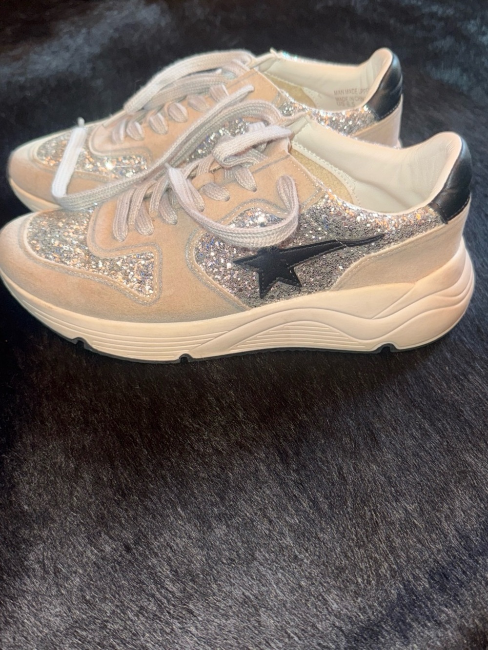 Mi.iM Silver Glitter Star Accent Platform Sneakers